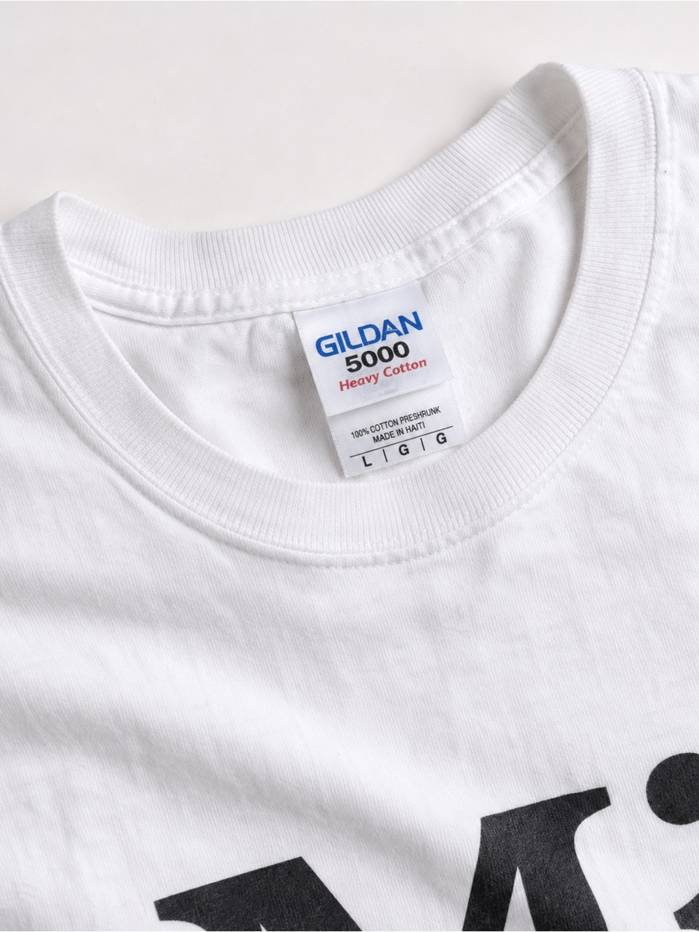 Gildan White T‑Shirt with Black Print - Picture 2 of 4